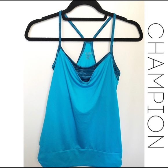 CHAMPION | Blue Duo Dry Racerback Tank Top w/Bra - Picture 3 of 6